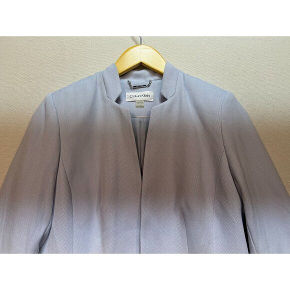 Calvin Klein Women's Open Front Pleated Blazer Long Sleeve Size 4 Light Blue - Picture 7 of 14